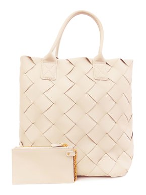 Bottega Veneta Cream Intrecciato Maxi Cabat 30 Bag