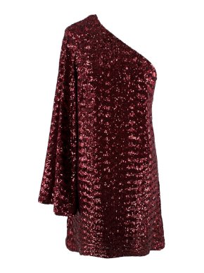 Borgo De Nor Wine Red Sequin One Shoulder Vida Dress