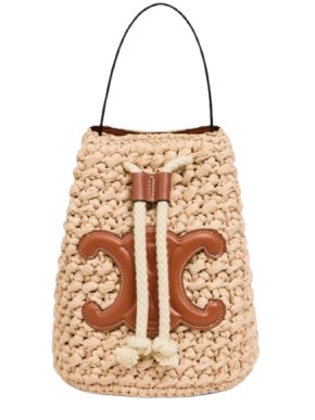 Celine Teen Raffia Drawstring Bucket Bag