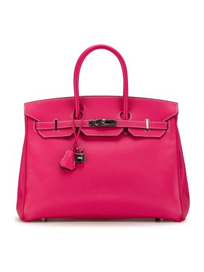 Hermes Candy Birkin 35 Retourne in Rose Tyrien Epsom Leather with Palladium Hardware
