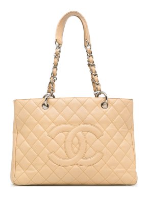 Chanel Beige Caviar Leather Grand Shopping Tote Bag