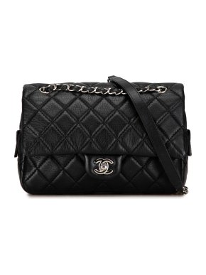 Chanel Black Medium Deerskin Casual Journey Flap Bag