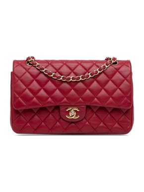 Chanel Red Lambskin Medium Classic Double Flap Bag