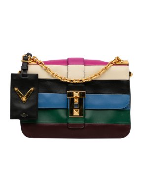 Valentino Multicoloured B-Rockstud Striped Shoulder Bag