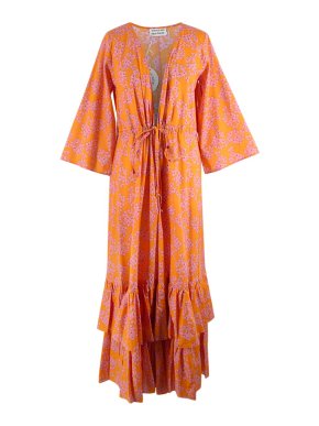 Borgo De Nor Orange Floral Sirona Dress Cover Up