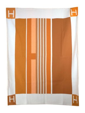 Hermes Orange and Beige Vibration Throw Blanket