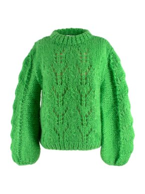 Ganni Green Open Knit Julliard Mohair Jumper