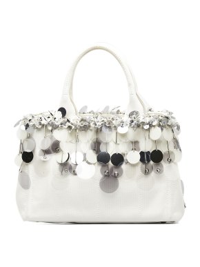 Prada White Canapa Sequined Bag