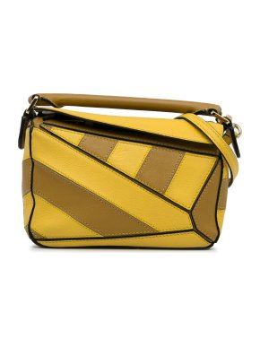 Loewe Yellow Mini Puzzle Rugby Stripe Bag 1
