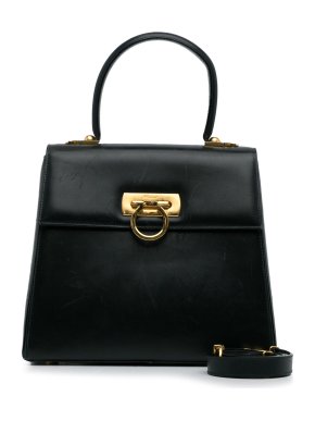 Salvatore Ferragamo Black Gancini Top Handle Bag