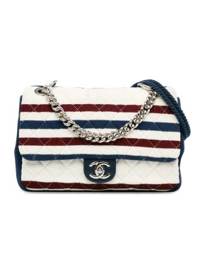 Chanel Jumbo Stripe Jersey and Rope Flap Bag
