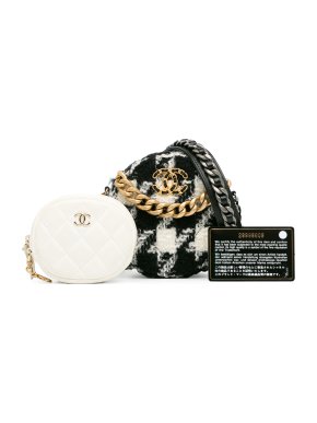 Chanel Tweed 19 Round Clutch with Chain and Coin Purse
