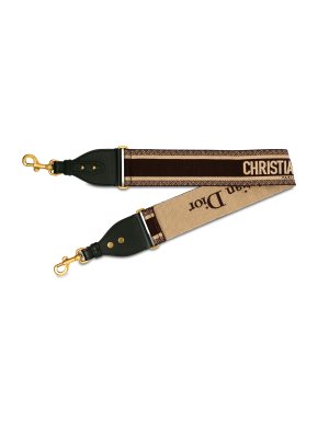 Dior Burgundy and Cream Logo Embroidered Shoulder Strap