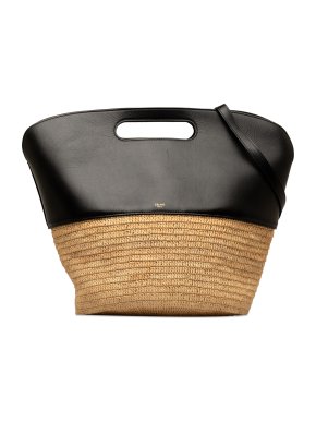 Celine Black Raffia Basket Bag
