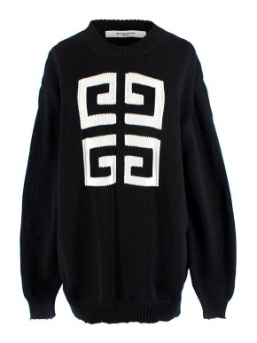 Givenchy Black Oversized 4  Logo Knit Jumper