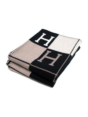 Hermes Black and Brown Avalon Blanket