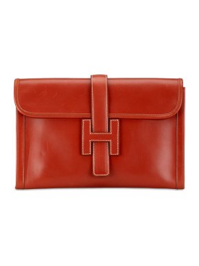 Hermes Red Box Calf Jige PM Clutch