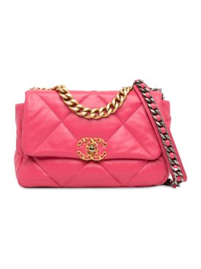 Chanel Pink Medium Lambskin 19 Flap Bag