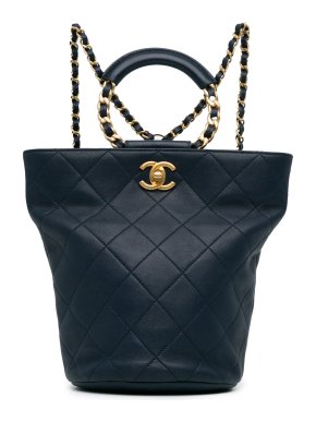 Chanel Midnight Blue Calfskin In The Loop Chain Backpack