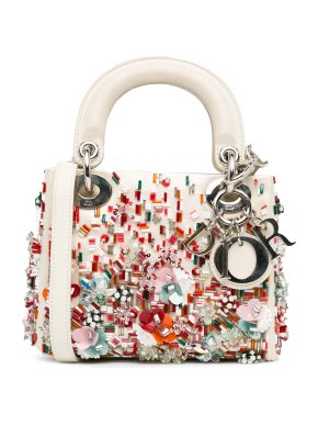 Dior Cream Mini Beaded Embellished Satin Lady Dior