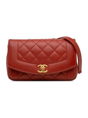 Chanel Red Small Lambskin Diana Flap Bag