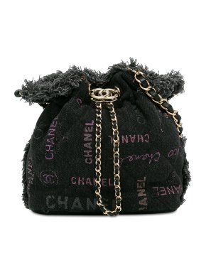 Chanel Black Small Denim Mood Bucket with Chain
