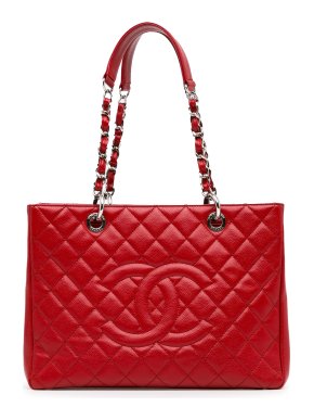 Chanel Red Caviar Leather Grand Shopping Tote