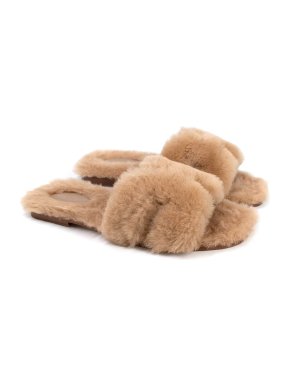 Hermes Beige Fluffy Oran Sandals