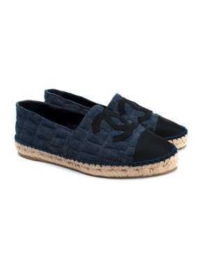 Chanel Blue Quilted Denim CC Espadrilles