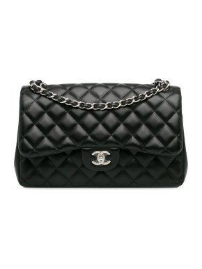Chanel Black Lambskin Jumbo Double Flap Bag