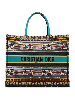 Dior Large Turquoise Multi Embroidered Book Tote