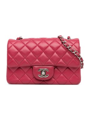 Chanel Pink Lambskin Mini Rectangular Single Flap Bag