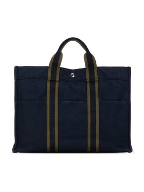 Hermes Navy Fourre Tout MM Tote Bag