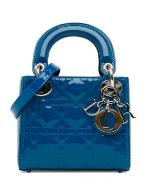 Dior Blue Patent Leather Mini Cannage Lady Dior
