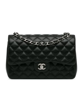 Chanel Black Lambskin Jumbo Classic Double Flap Bag