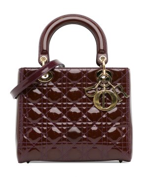 Dior Burgundy Patent Leather Medium Cannage Lady Dior