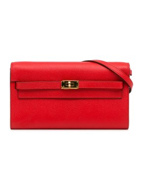 Hermes Kelly To Go Wallet in Red Epsom Leather with Gold Hardware