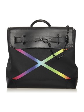 Louis Vuitton LV Black Leather Taiga Rainbow Steamer PM