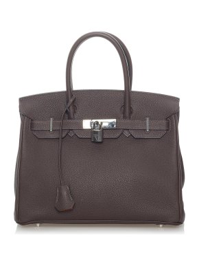 Hermes Birkin 30 Verso in Brown and Gold Togo Leather with Palladium Hardware