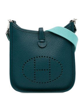Hermes  Evelyne TPM in Teal Clemence Leather with Palladium Hardware