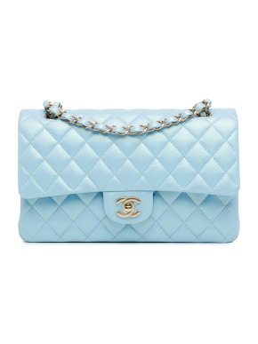 Chanel Blue Lambskin Medium Classic  Double Flap Bag