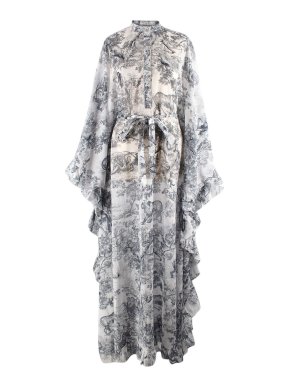Dior Navy Toile De Jouy Dioriviera Ruffled Kaftan