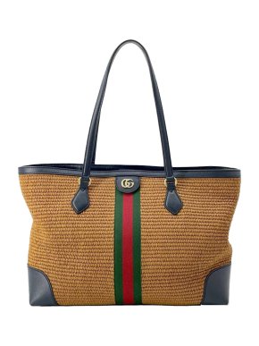 Gucci Raffia Medium Ophidia Tote Bag