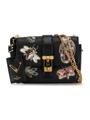 Valentino Black Animal Embellished Leather B-Rockstud Crossbody Bag