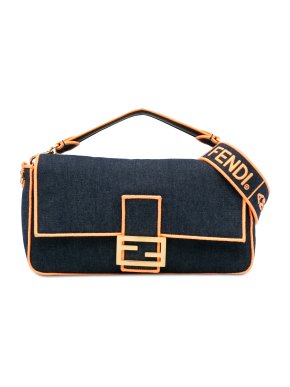 Fendi Large Denim Baguette Bag
