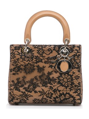 Dior Nude and Black Lace Medium Lady Dior