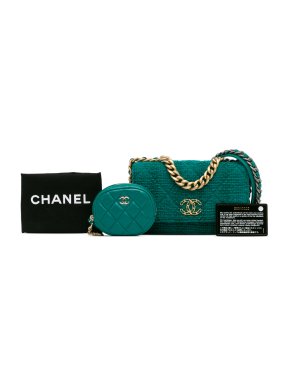 Chanel Green Tweed 19 Wallet On Chain