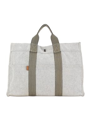 Hermes Grey Toile Fourre Tout MM Tote