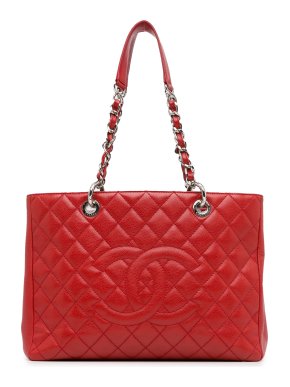 Chanel Red Caviar Leather Grand Shopping Tote
