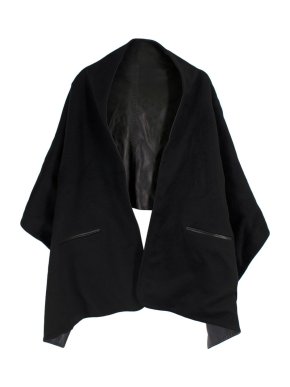 Hermes Black Leather and Cashmere Double Sided Scarf